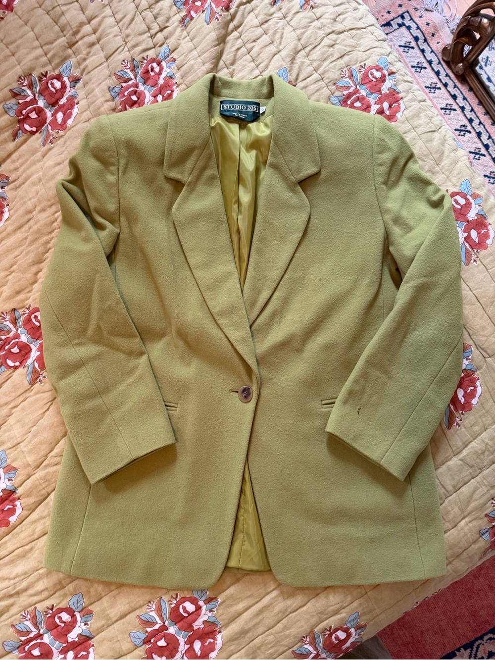 Chartreuse Single-Button wool Blazer Jacket